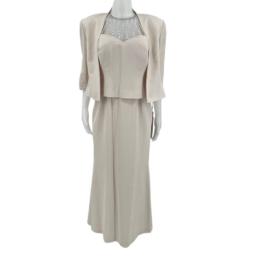 Daymor Couture Petite Bone Wedding Bridesmaid Gown Studded Chest 10 NWT